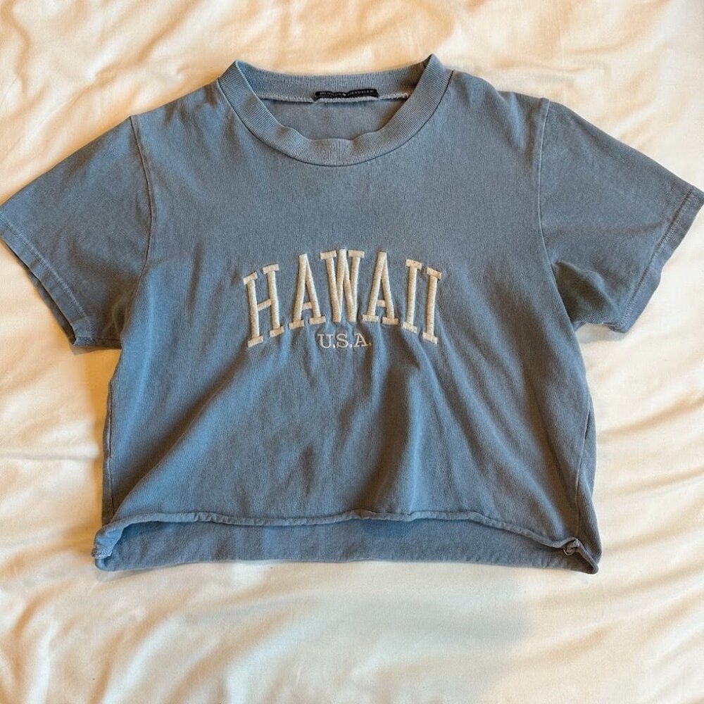 Brandy Melville Hawaii Blue cropped Tee (one size)